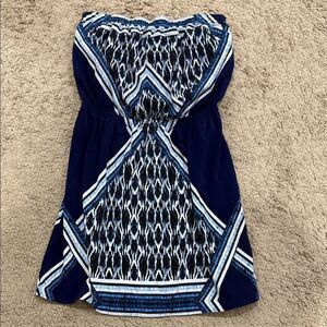 Express Navy and White Patterned Dress